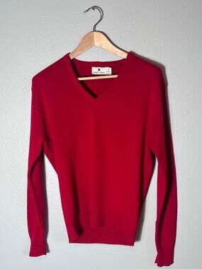 Robert Bruce Red VNeck Men’s Medium Pullover Sweater Vintage Orlon Acrylic Union